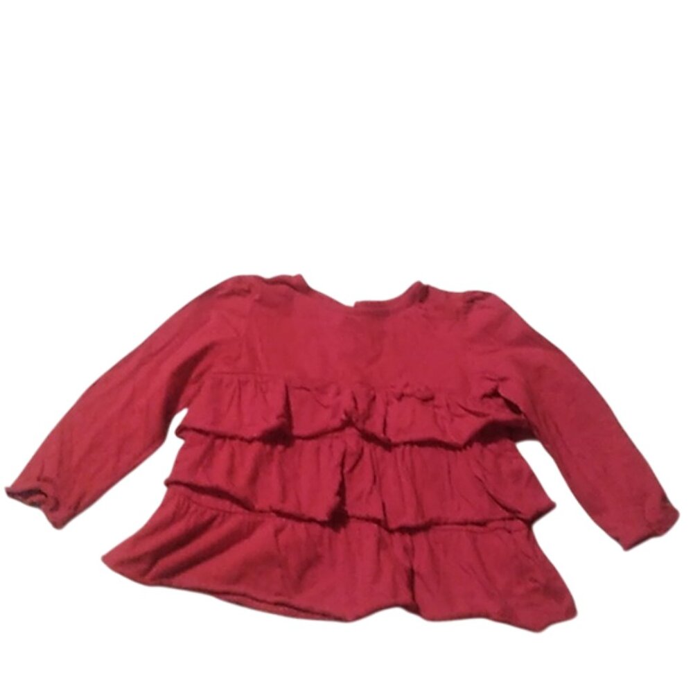 MIMIWEAR, RED RUFFLE LONGSLEEVE, COLOR: RED, SIZE: 48 MOS